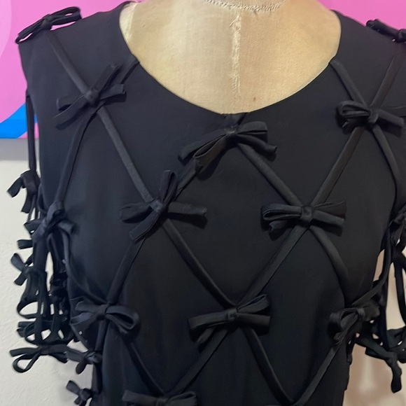Moschino Black Satin Bows Short Sleeve Dress - Picture 3 of 12